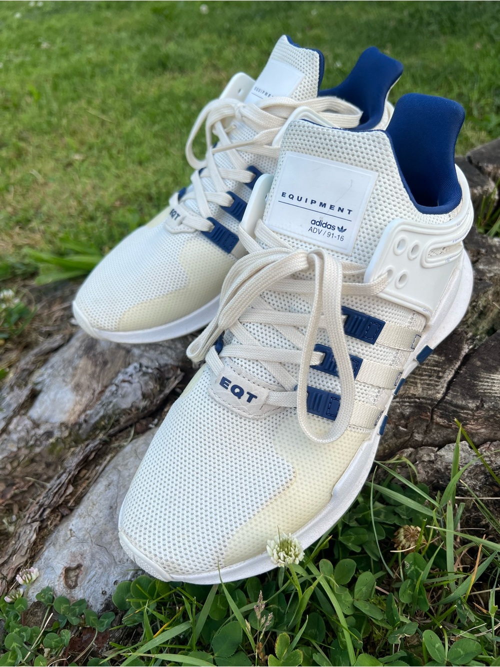 adidas Kids EQT Support ADV Sneakers in Cream and Navy